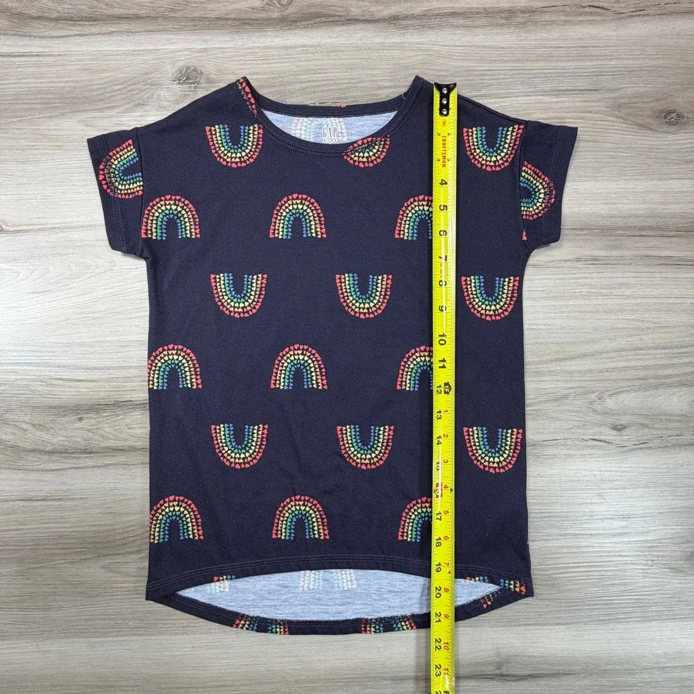 Gap Kids Rainbow Hearts Sleep Shirt Size‎ 6 Navy Blue Flame Resistant Polyester
